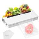 Vacuum Sealer Machine for Food, 75KPA Strong Suction, Moist/Dry Modes, 20 Vacuum Seal Bags for Food, Digital Countdown Timer, Compact Lightweight, with Starter Kits(White)