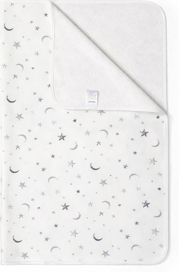 Baby Waterproof Bed Pad Washable Mattress Pad Reusable Underpads Bed Wetting Incontinence Cover for Baby Toddler Children and Adults-White Star
