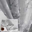 SMILE WEAVER Grey Sheer Curtains 84 inch Length for Living Room,Light Filtering Curtain for Bedroom,Linen Textured Floral Semi Sheer Curtain Rod Pocket Window Drapes for Kitchen,2 Panels