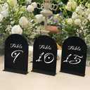 Table Numbers 1-15, Black Arched Acrylic Table Numbers with White Letters, Modern Acrylic Wedding Signs with Holder for Centerpiece, Party, Reception, Decoration