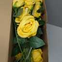 Jexine 50 Pcs Artificial Rose Flower Bulk Realistic Silk Fake Roses with Long Stem Plastic Artificial Flower Bouquet Real Looking for Home Wedding Centerpieces Party Decoration(Yellow)