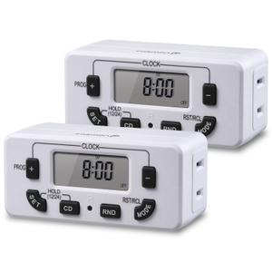  Day Digital Timers for Electrical Outlets, Indoor Plug-in Light Timers Switch Programmable, Electric Wall Plug for Grow/Reptile Light, Lamp, Appliance, Aquarium, Fish Tank - 2 Pack