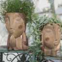 Saysmile Face Planter Pots with Drainage Hole, Resin Head Planters for Indoor Plants Flower Plant Pots Succulent Pot, Cute Girl Face Planter Gifts for Lover-Praying