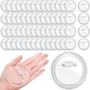 Yilloog 60 Pcs 3 Inch Clear Button Pins for Crafts DIY Photo Acrylic Blank Pins Bulk for Picture Make Your Own Buttons Badge Maker DIY Crafts Supplies
