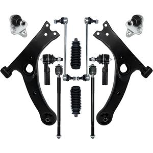 Control Arm, 12PCS Front Lower Suspension Kit Ball Joint Sway Bar Link Tie Rod Boot Bellow Compatible With 2009-2013 Toyota Corolla Matrix