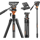 COMAN 73" Camera Tripod with Fluid Head, Detachable Compact Tripod with Monopod Aluminium Alloy and Quick Release Plate for DJI Canon Nikon Sony DSLR Camera Max Load 22.04lbs/10kg (FF06S)
