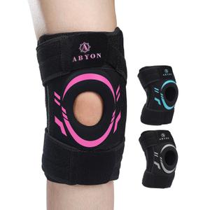 ABYON Knee Brace for Pain Relief, Meniscus Tear, Arthritis, ACL and Joint Support  Open Patella Dual Side Stabilizer Knee Support with Medical-Grade Compression for Men and Women - Please Check How To Size Video (Medium, Black-Pink)