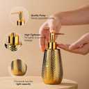 Gold Soap Dispenser,Wavy Design Ceramic Lotion Soap Dispenser for Bathroom, Kitchen, Hand Soap, Dish Soap, Bathroom Countertop