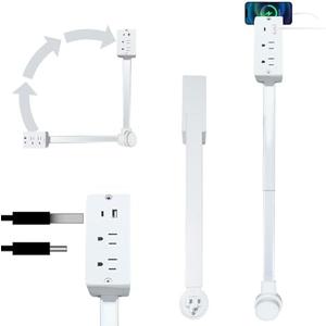 Electrical Outlet Extender Features USB-A, USB-C, and 2 AC Electrical Outlet Extender Stick for Hard to Reach Spaces Extends 22"-34", Rotates 180°. Use Behind Couches, Nightstands, Desks, and More PACK OF 8