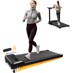 Walking Pad with Incline, 4 in 1 Under Desk Treadmill for Walking and Jogging, Portable Walking Treadmill with Remote Control Lanyard for Home, 2.5HP Low-Noise Desk Treadmill in LED Display