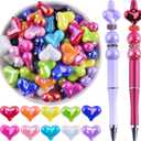 Focal Beads for Pens Bulk Focals for Beaded Pens 40Pcs Peach Heart Beads for Beadable Pens Acrylic Focal Beads for Keychain Making Jewelry Making Bracelet Necklace Crafts Charms