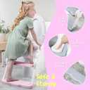 bebeleh Musical & Sound Toddler Potty Training Seat w/Step Stool Ladder - Collapsible & Adjustable Toilet, Pre Assembled Toddler Toilet Seat w/Music & Sounds - Splash Guard & Anti-Slip Steps - Pink