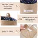 3 PCS Mini Hanging Storage Bag Cotton Linen Small Storage Basket Wall Hanging Storage Pouch Foldable Storage Box Family Organizer Decorative Bag for Key Sunglasses Snack Wallet on Door Closet Desktop