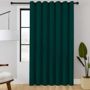 ChrisDowa Room Divider Curtain 84 Inches Long, Wide Blackout Sliding Door Curtain for Bedroom, Room Darkening Privacy Window Curtain for Patio Door (1 Panel Set, Forest Green, 100 x 84 Inch)