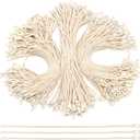 300Pcs 7.6inch Cotton Gift Clothing Price Tag String Hang Tag String Hanging Rope Snap Lock Pin Loop Fastener Hook Ties Fast to Attach for Clothes Tags Shoes Snap Lock Luggage Label (White)