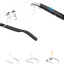 Smart Glasses Rimless Smartglasses with Bluetooth Speaker,Remote Control Photo Taking/UV Protection Voice Control (Photochromic Lenses)