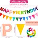 CANREVEL Pre-Strung 3D Rainbow Happy Birthday Banner, 3 PCS Happy Birthday Felt Sign, Pom Pom Garland, Triangle Fabric Bunting, Colorful Reusable Birthday Decorations for Women Men Girls Boys, Multi