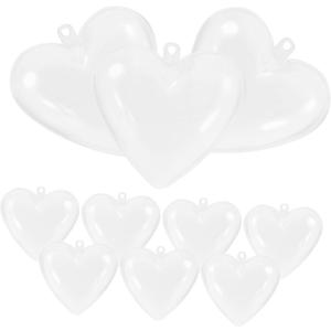 10Pcs Clear Plastic Heart Shape Fillable Ball Ornaments Easy to Use Crafting Mold for Christmas Wedding Reusable