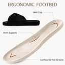 Womens Corduroy Slippers, Open Toe Crossband House Shoes, Cozy Cushioned Foam Indoor Outdoor Non-Slip Bedroom Slippers, Gift for Women (7-8, Black)