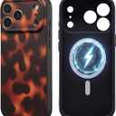 Magnetic for iPhone 17 Pro Max Tortoise Case [Compatible with MagSafe] [Full Camera Protection] Cute Leopard Matte Phone Cover for Women Girly - Tortoiseshell