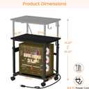 Snughome Extra-Large Computer Tower Stand with Charging Station, Adjustable PC Tower Stand for Floor 25.2"-36.22", Mobile Rolling CPU Holder Cart with Locking Wheels for Gaming Office Home