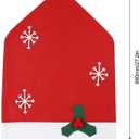2 x 4 Pcs Christmas Chairs Covers Santa Claus Hat Dining Chair Slipcovers Xmas Red Chair Back Covers for Xmas Holiday Festive Decoration (Set of 4. Red)