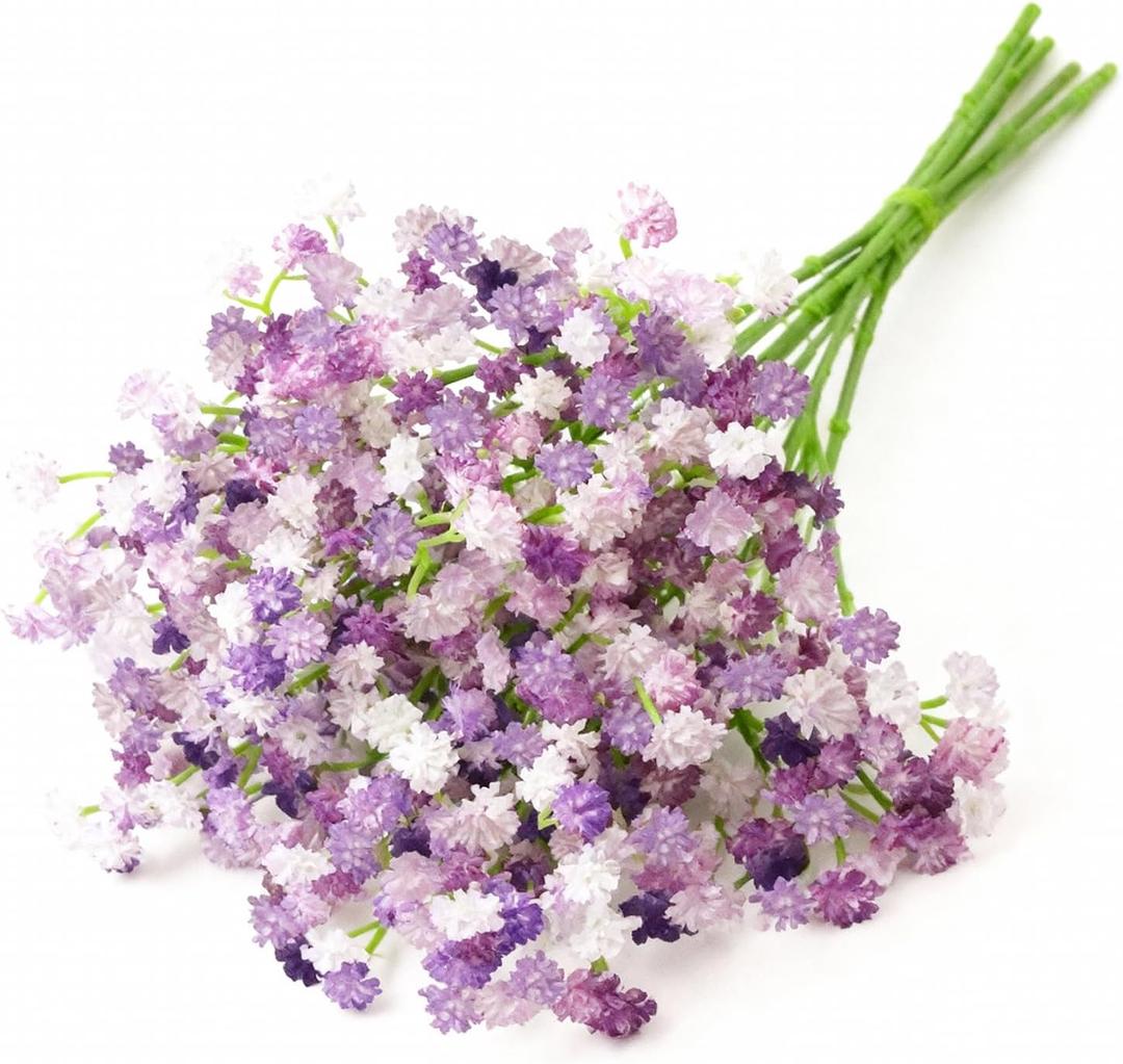 6 Pcs Babys Breath Artificial Flowers, Fake Babys Breath Flowers for Wedding Floral Arrangement Party Decor, Purple