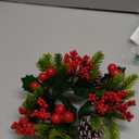 Christmas Candlestick Wreath Artificial Flowers Festive Candle Ring Centerpiece (P3)