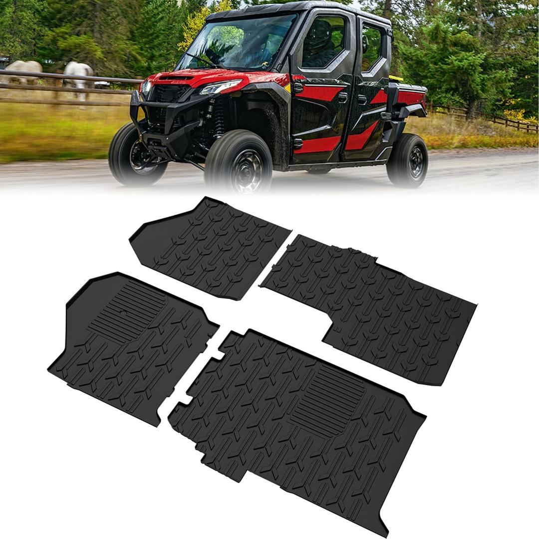 SAUTVS Front Rear TPE Floor Mats for Kawasaki Ridge Crew 4 Door 2025 2026 | 4PCS Waterproof, Non-Slip, 3D Extended Edge, Easy To Clean, All-Weather Liners Floor Protector for Kawasaki Ridge Crew 2025+