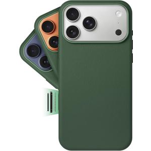 LONLI Classic | Gold-Rated Leather - European Genuine Vele Leather Case for iPhone 17 Pro - [Built-in Camera Control and Compatible with Magsafe] - Green