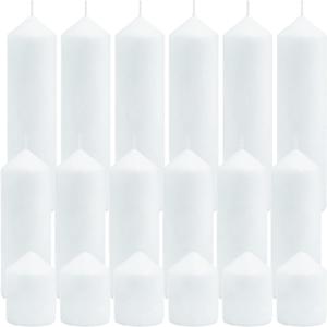 Pillar Candles Bulk Set - Unscented, Smokeless, Dripless | 3 Sizes: 2x3, 2x6, 2x8 Inches | Ideal for Weddings, Christmas & Home Decor (18, White)