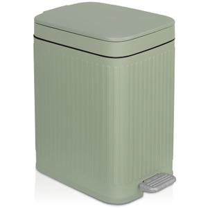 rejomiik Small Bathroom Trash Can with Lid Slim Soft Close Garbage Can Step Wastebasket Container Trash Bin for Office Bedroom Kitchen Living Room (2.6 Gallon Light Green)
