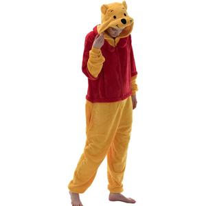 COSUSKET Snug Fit Unisex Adult Onesie Pajamas, Flannel Cosplay Animal One Piece Halloween Costume Sleepwear Homewear (Red/Yellow, XL)