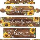 Sintuff Sunflower Kitchen Wall Decor Bless The Food Before Us Sign Farmhouse Wooden Signs Rustic Dining Room Wall Art Country Vintage Hanging Decoration for Home Kitchen Room(Classic Style)