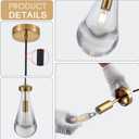 Raindrop Pendant Light, Brass Glass Pendant Lighting, Teardrops Modern Hanging Light for Entryway Foyer Stairway Kitchen Island Bedroom Dining Living Room Hallway