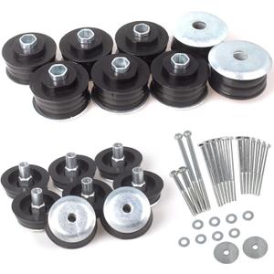 iKer Body Mount Bushing Kit Compatible with Ford F250 F350 2008-2016 Super Duty 2WD 4WD, Polyurethane Cab & Body Mount Steel Sleeves & Hardware. Black (Black)
