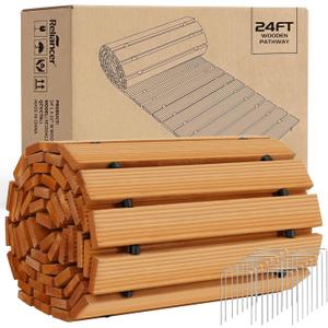 RELIANCER 24' Wooden Garden Pathway,22" Wide Outdoor Roll Out Patio Walkway