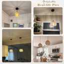 Mini Hemp Rope Woven Pendant Light Woven Light Fixture Boho Chandelier Light Fixture Wicker Pendant Light Rattan Light Pendant Dome Wicker Chandelier for Bedroom Kitchen Island(Bulb Incl.)