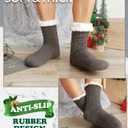 EBMORE Mens Slipper Fuzzy Socks Winter Cozy Fluffy Cabin Warm Fleece Soft Comfy Thick Non Slip Home Socks (Dark Grey)