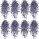 Janinka 8 Pcs Hanging Plants Artificial Decor Fake Plants Ferns Vine Artificial Large Faux Hanging Wall Indoor Outdoor Decorations for Garden Wedding, Purple