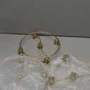 Sliner 4 Pcs Christmas Flower Advent Wreath Ring 5 Candle Holder Taper Gold Advent Ring Metal Candle Holder Table Decoration for Xmas Festival Home Centerpiece Decor