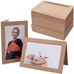 50 Count Photo Frame Cards with Envelopes 4x6 Paper Picture Frame Notecards Photo Card Holder and Envelopes Set for Mother's Day Father's Day Graudation Wedding Birthday Classroom DIY - Kraft