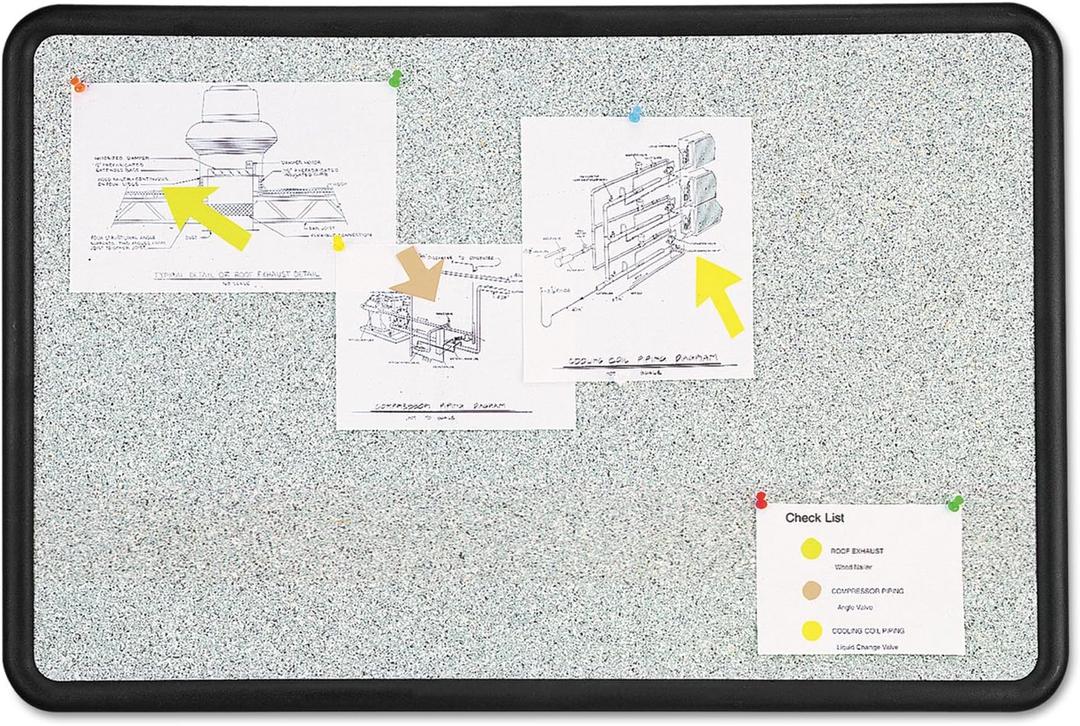 Quartet Bulletin Board, 2 x 3 Feet, Contour, Granite-Colored Surface with Black Plastic Frame (699370), 24" x 36"