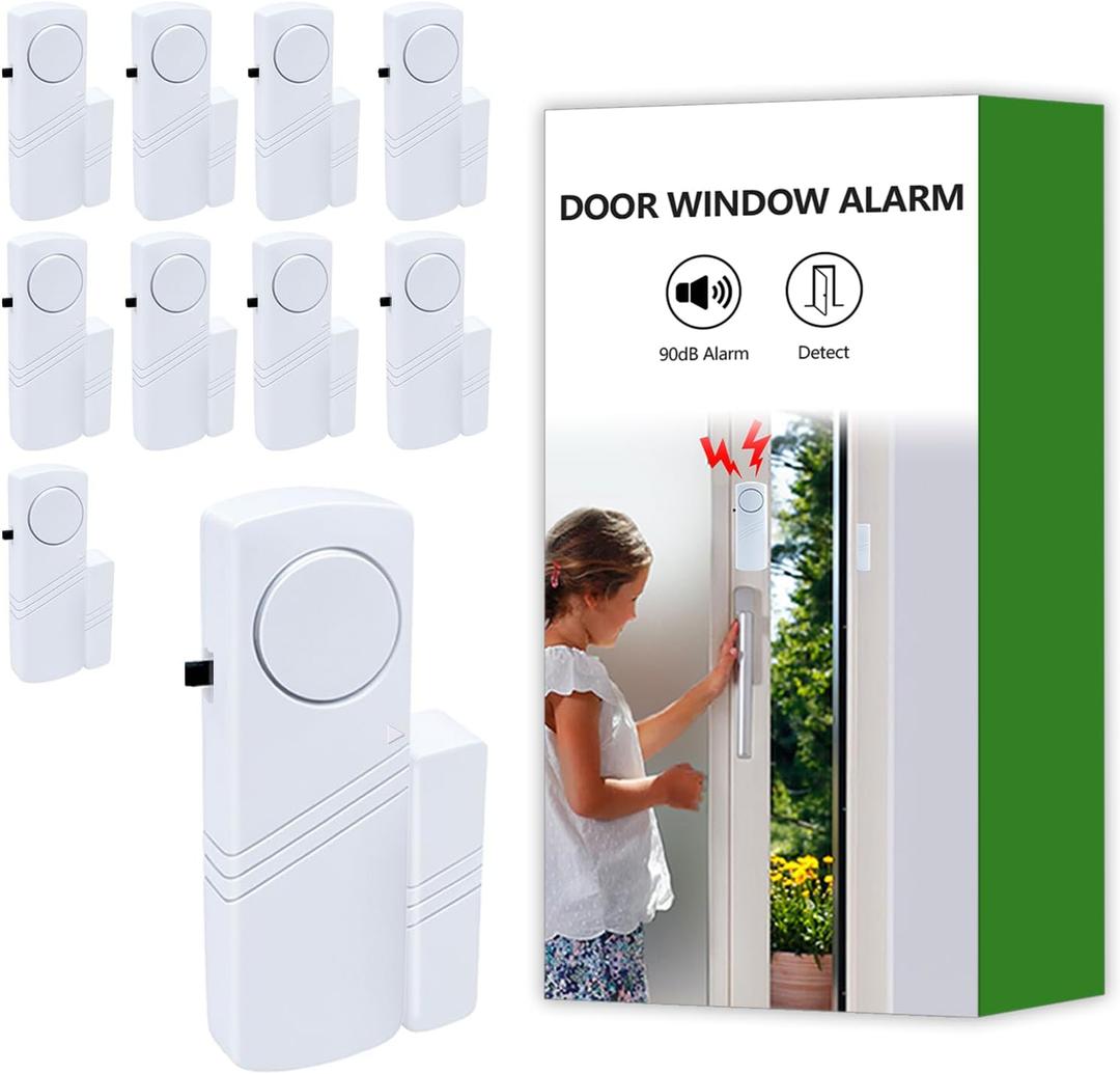 Door Window Alarm, 90dB Door Alarms Sensor for Kids Safety, Home Security, Door Window Burglar Alarm, Window Pool Alarms for Home, Apartments, Offices, Hotel Rooms (10pack)