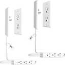 CABOCASA 2 Pack 3FT Flat Plug Extension Cord Power Strip with 3 Outlets, Patented Detachable Ultra-Thin Outlet Cover Concealer & Ultra-Flat Plug, Max. 13A 125V 1625W ETL Listed, White Color