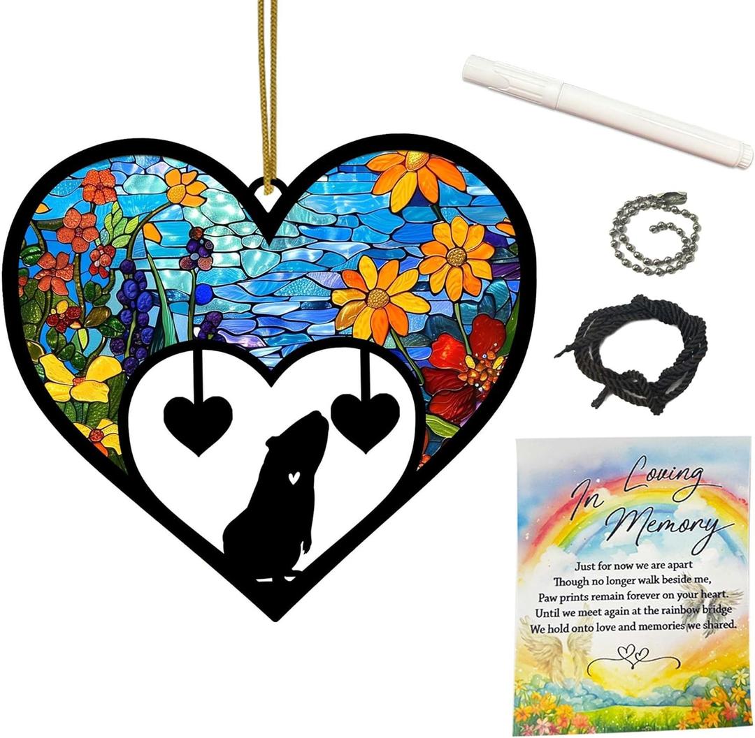 2 x Guinea Pig Memorial Suncatcher, Personalized Pet Memorial Ornament with Name Date, Pet Passing Away Gift, Sympathy Gift for Loss of Guinea Pig, Bereavement Gifts for Loss of Pet