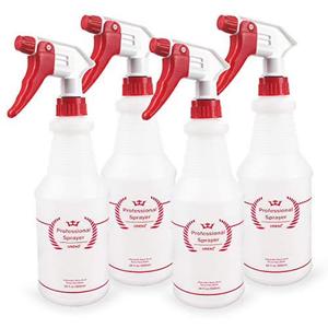 Plastic Spray Bottle (4 Pack, 16 Oz, All-Purpose) Heavy Duty Spraying Bottles Leak Proof Mist Empty Water Bottle for Cleaning Solution Planting Pet with Adjustable Nozzle and Measurements
