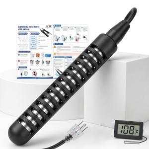 Immersion Water Heater 1500W 120V, Titanium Portable Submersible Heater with NEMA 5-15P Plug, Digital Temperature Monitor, Durable Build & Secure, for Bathtubs, Buckets & Small Inflatable Pools