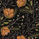 VEELIKE Black Floral Peel and Stick Wallpaper Boho Orange Floral Wallpaper for Bedroom Bathroom 17.7''x118'' Prepasted Removable Dark Botanical Wall Paper Flower Contact Paper for Cabinets Shelves