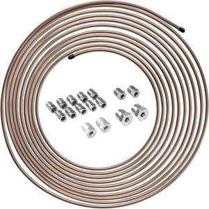 4LifetimeLines 3/16" x 25 ft Copper-Nickel Brake Line Replacement Kit  Inverted Flare Fittings Included, Hand-Bendable Tubing Coil, Corrosion Resistant, SAE & ISO Certified